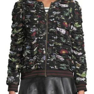 JOIE Klarika Shirred Floral Bomber Jacket